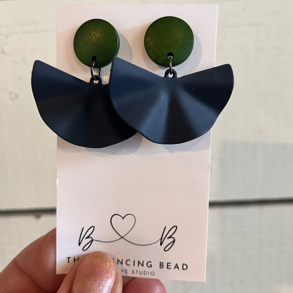 Green and Black Statement Earrings